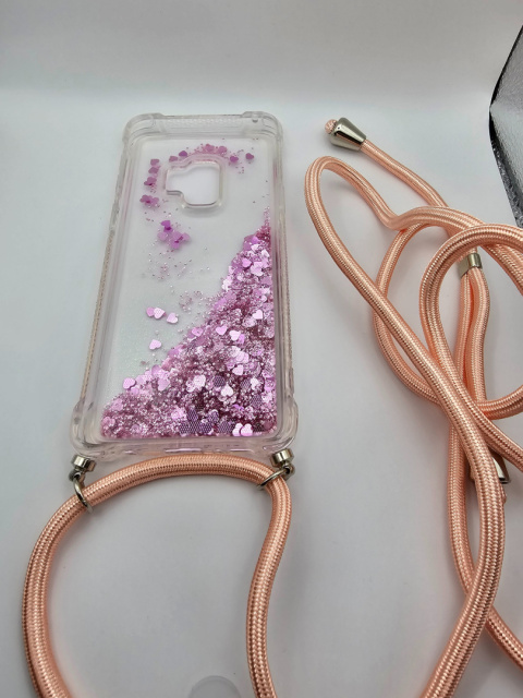 Etui Samsung Galaxy S9 - brokatowe etui błyszczący brokat serduszka Etui Samsung Galaxy S9 - brokatowe etui błyszczący brokat serduszka