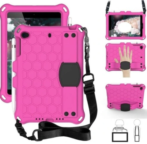 Etui case obudowa do iPad Mini 6 8,3" 2021 różowa z paskiem na ramię Etui case obudowa do iPad Mini 6 8,3" 2021 różowa z paskiem na ramię