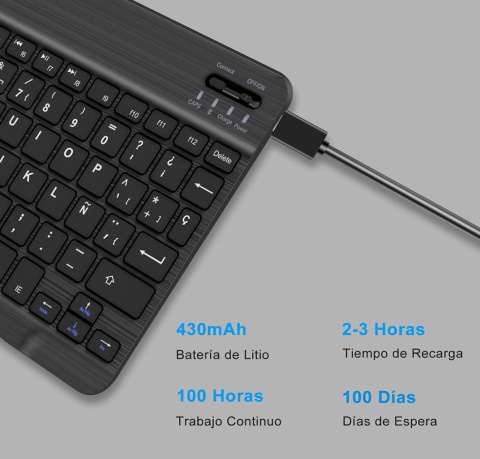 Hiszpańska klawiatura Bluetooth iPada Tablet iOS, Android, Windows Hiszpańska klawiatura Bluetooth iPada Tablet iOS, Android, Windows