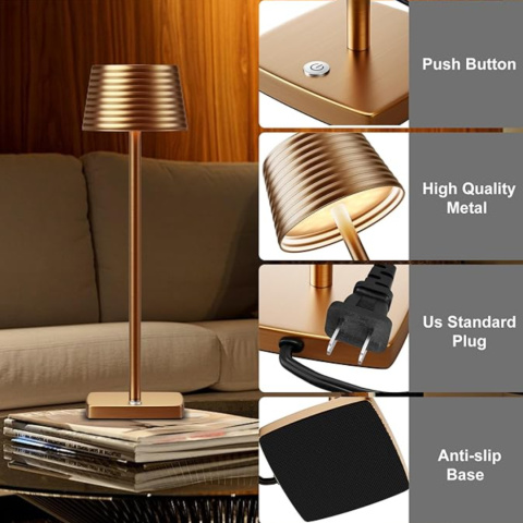 Lampka nocna LED wolnostojąca uniowersalna 35cm z wtyczką brąz Lampka nocna LED wolnostojąca uniowersalna 35cm z wtyczką brąz