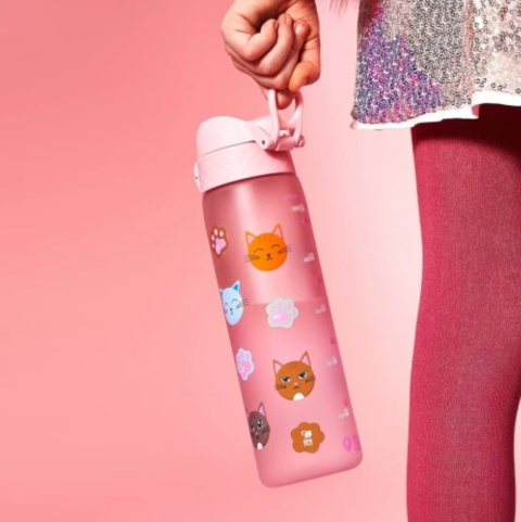 Butelka na wodę ION8 Recyclon 500 ml. Kot Różowy bidon bezpieczny Butelka na wodę ION8 Recyclon 500 ml. Kot Różowy bidon bezpieczny
