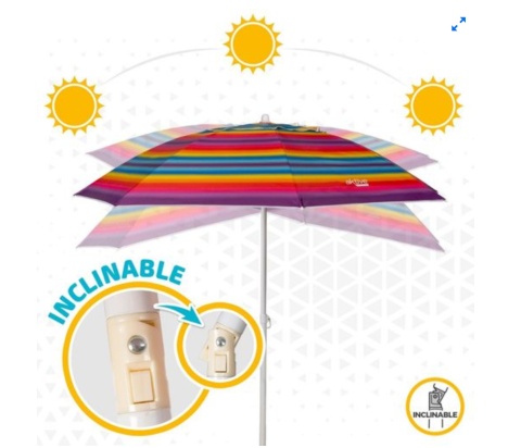 Parasol plażowy ogrodowy wiatroszczelny 200cm wielokolor paski Aktive Parasol plażowy ogrodowy wiatroszczelny 200cm wielokolor paski Aktive