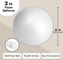 2 sztuki styropianowych kulek do majsterkowania,dekoracji, białe,15 cm