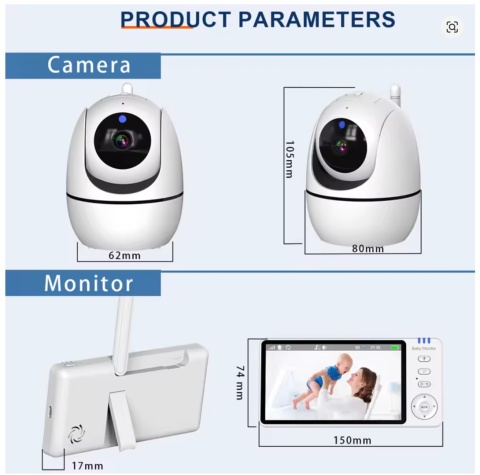 Niania 5,0'' video z kamerą obrotową 360 Bezprzewodowa noktowizor Niania 5,0'' video z kamerą obrotową 360 Bezprzewodowa noktowizor