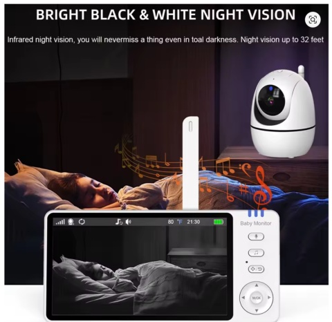 Niania 5,0'' video z kamerą obrotową 360 Bezprzewodowa noktowizor Niania 5,0'' video z kamerą obrotową 360 Bezprzewodowa noktowizor