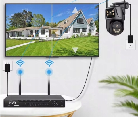 Podwójna kamera WIFI 4K 8MPX PTZ ICSee ZEWNĘTRZNA 360 ALARM Monitoring Podwójna kamera WIFI 4K 8MPX PTZ ICSee ZEWNĘTRZNA 360 ALARM Monitoring
