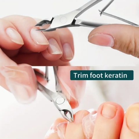 Profesjonalne cążki do skórek ze stali nierdzewnej z popychaczem 5 mm