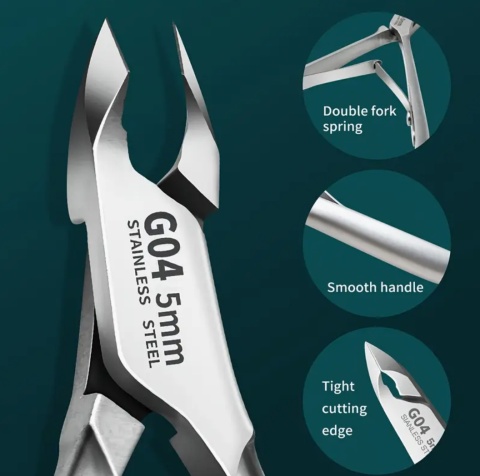 Profesjonalne cążki do skórek ze stali nierdzewnej z popychaczem 5 mm