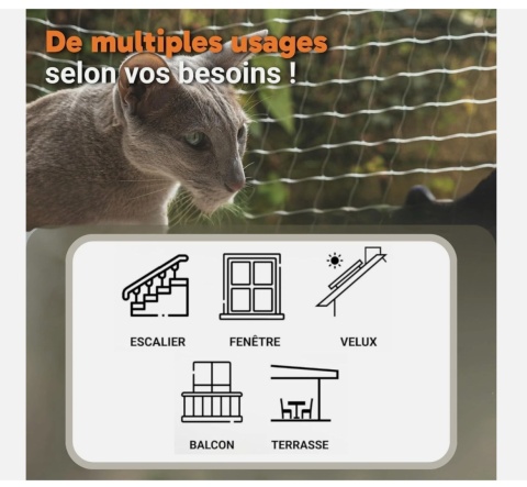 Siatka ochrona dla kotów 8x3 na balkon, taras, mocna