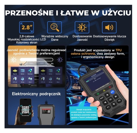 Ulepszony YM519 uniwersalny skaner OBD2 i tester baterii skaner kodów Ulepszony YM519 uniwersalny skaner OBD2 i tester baterii skaner kodów