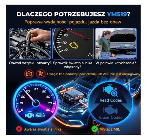 Ulepszony YM519 uniwersalny skaner OBD2 i tester baterii skaner kodów Ulepszony YM519 uniwersalny skaner OBD2 i tester baterii skaner kodów