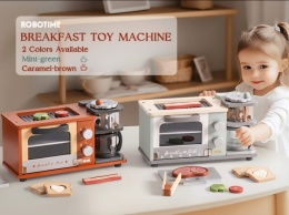 Zestaw kuchenny drewniany dla dzieci (Miętowa Maszyna do Śniadania)