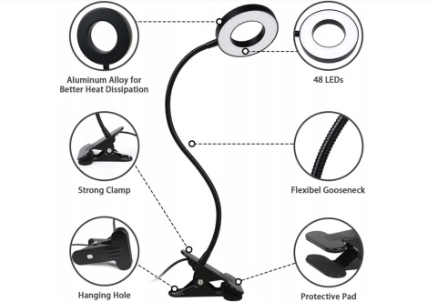 2 x Elastyczna lampa biurowa NOCNA do czytania USB 3 TRYBY ŚWIECENIA
