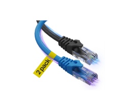 2x kabel Ethernet 2 Pack, kabel Cat 6 Outdoor i Indoor 10Gbps 1,8m.
