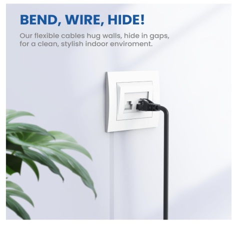 2x kabel Ethernet 2 Pack, kabel Cat 6 Outdoor i Indoor 10Gbps 1,8m.