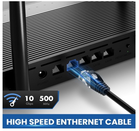 2x kabel Ethernet 2 Pack, kabel Cat 6 Outdoor i Indoor 10Gbps 1,8m.