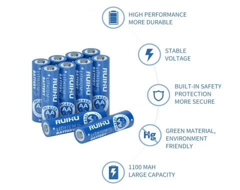 20 sztuk x Baterie litowe RUIHU AA litowo-żelaznych 1,5V 3000mAh