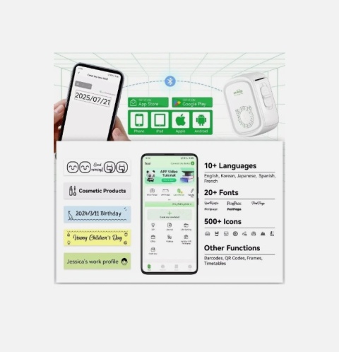 Bezprzewodowa drukarka etykiet Peripage P10pro, połączenie Bluetooth