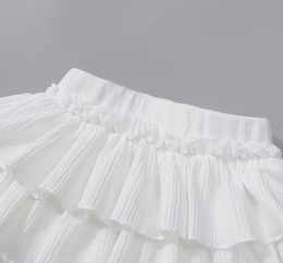 Biała elegancka mini spódniczka z falbanami Rozmiar M