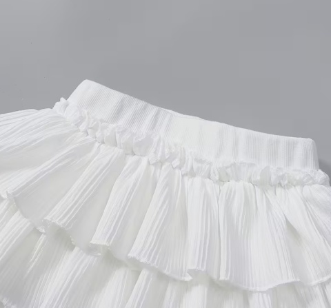 Biała elegancka mini spódniczka z falbanami Rozmiar M