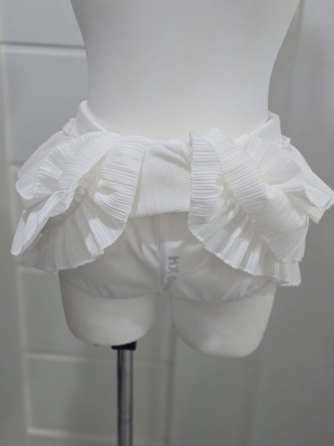 Biała elegancka mini spódniczka z falbanami Rozmiar M