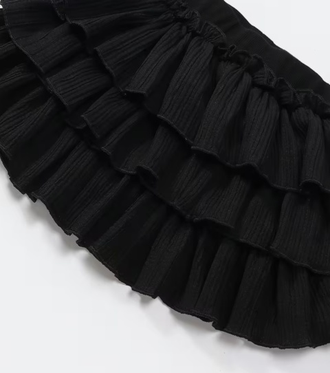 Czarna elegancka mini spódniczka z falbanami Rozmiar M