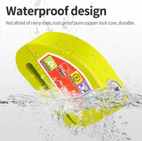 Blokada Tarczy Hamulcowej z Alarmem Do Motocykli i Rowerów Wodoodporna