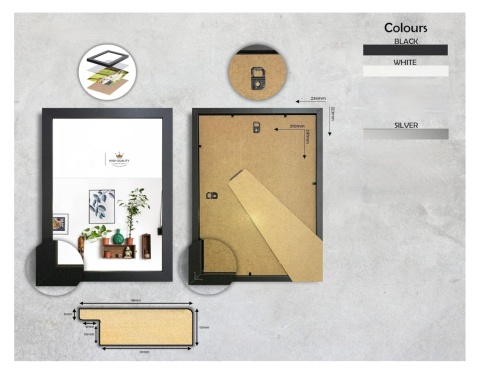 Czarne ramki na zdjęcia 5 szt. na ścianę i wolnostojące 19.7x14.7cm