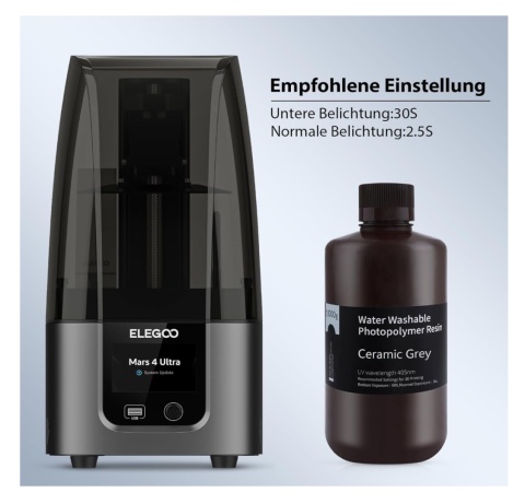 ELEGOO żywica zmywalna wodą, 405 nm, Rapid Resin do drukarki 3D, szara
