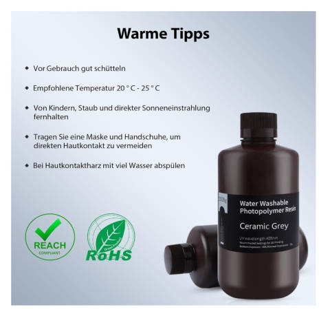 ELEGOO żywica zmywalna wodą, 405 nm, Rapid Resin do drukarki 3D, szara