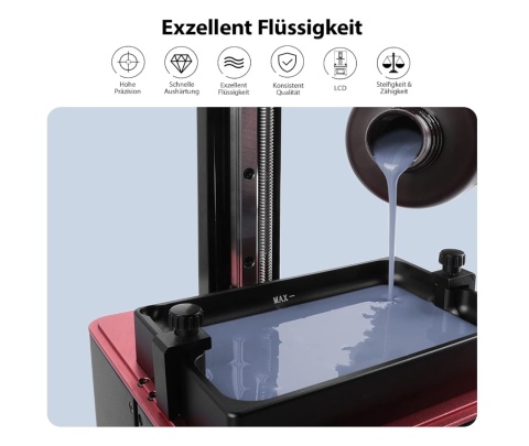 ELEGOO żywica zmywalna wodą, 405 nm, Rapid Resin do drukarki 3D, szara