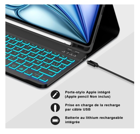 Etui czarne JADEMALL iPad Air 11 M2/M3 2025/2022 Odłączana Bluetooth