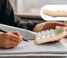 Kalkulator z Dużymi Cyframi Biurowy LCD Na Baterie kolor różowy