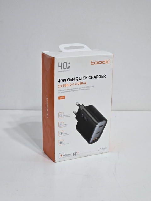 Ładowarka Toocki 40W GaN 1xUSB A i 2xUSB C Pd 3.0 Charger Type C QC4.0