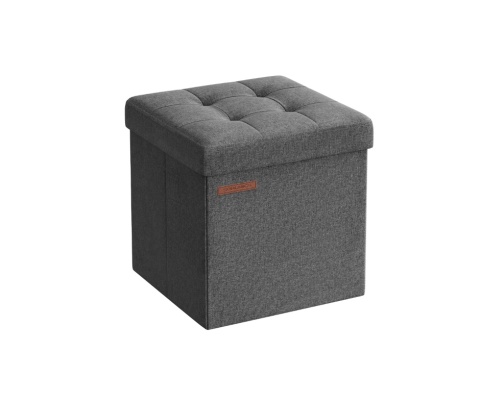 Mała pufa pikowana 30cm ciemnoszara Składana z miejscem na rzeczy