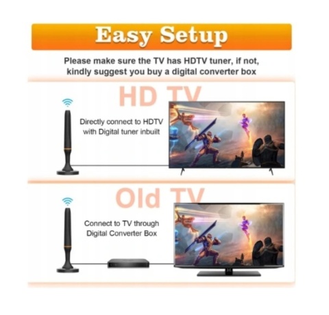 Mobilna antena telewizyjna do 4K TV biwak salon pokój dla dzieci 1080p