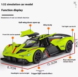 Model samochodu 1:32 Aston Martin Dźwięk i światła Zabawka dla dzieci