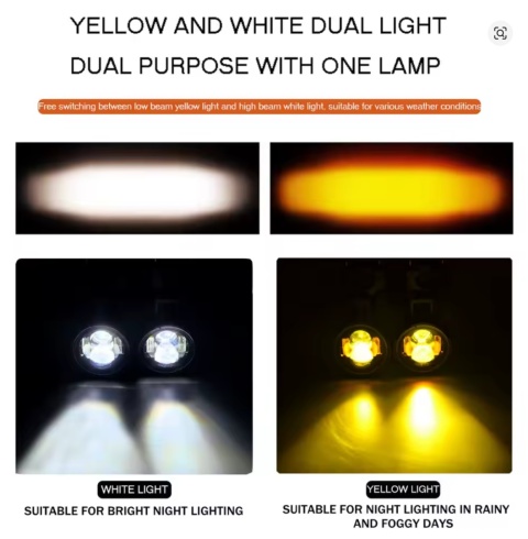 Para 100W reflektor motocyklowy światła przeciwmgielne Led dwukolorowy