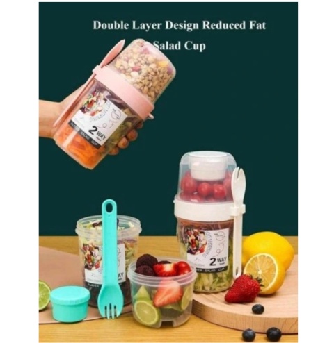 Pojemnik śniadaniowy widelec lunch box pojemnik na sałatkę NIEBIESKI