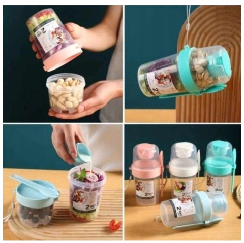 Pojemnik śniadaniowy widelec lunch box pojemnik na sałatkę NIEBIESKI