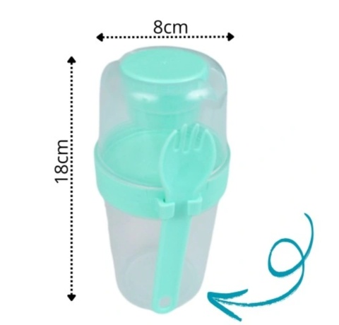 Pojemnik śniadaniowy widelec lunch box pojemnik na sałatkę NIEBIESKI