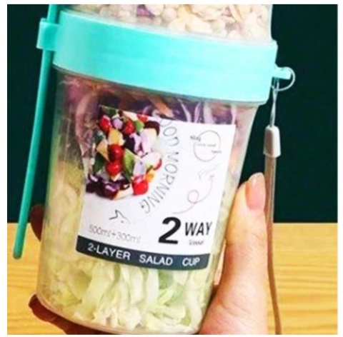 Pojemnik śniadaniowy widelec lunch box pojemnik na sałatkę BIAŁY