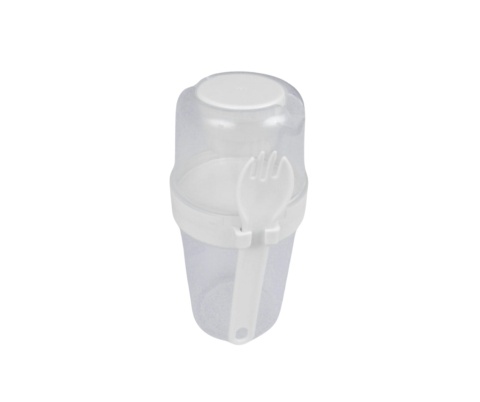 Pojemnik śniadaniowy widelec lunch box pojemnik na sałatkę BIAŁY