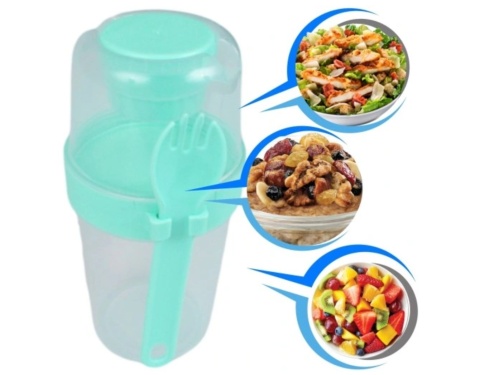 Pojemnik śniadaniowy widelec lunch box pojemnik na sałatkę RÓŻOWY