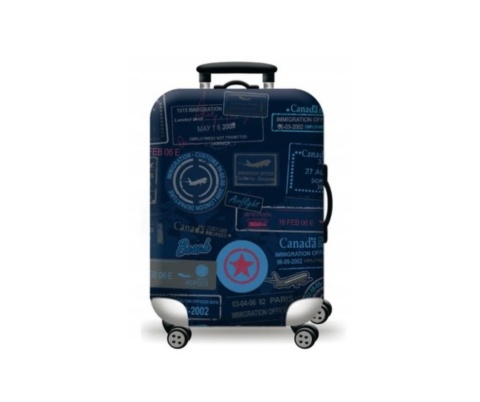 Pokrowiec Na Bagaż Walizkę Ochronny Granatowy Wzory Travel Rozmiar L