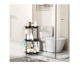 Półka prysznicowa narożna, na podłogę, stojak do łazienki, czarny