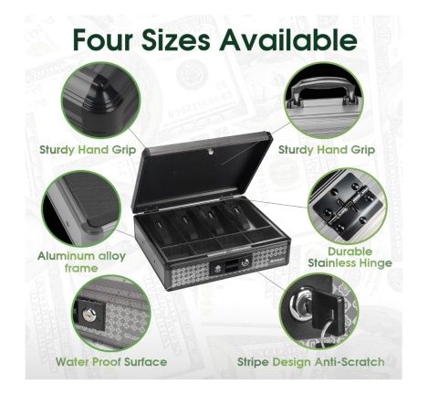 Skrytka na gotówkę Glosen z zamkiem, skrzynka na pieniądze na klucz