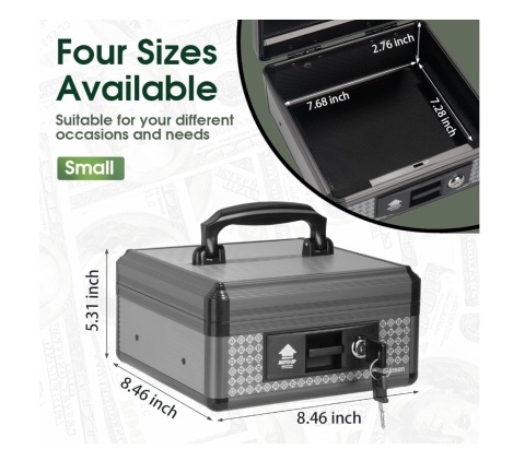 Skrytka na gotówkę Glosen z zamkiem, skrzynka na pieniądze na klucz