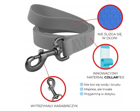 Smycz dla psa wodoodporna czarna L/XXL 183cm 2,5 cm. szeroka WAUDOG