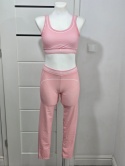 Sportowy zestaw dla kobiet top i legginsy Yoga fitness różowy Roz.M